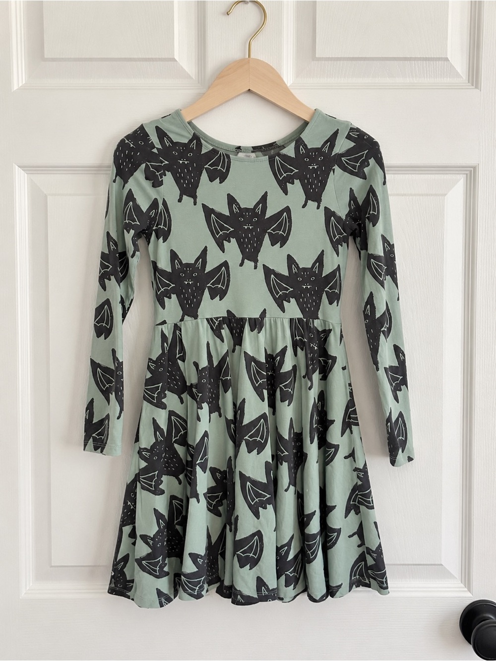 Tea Collection Girls 12 Bat Print Halloween Long Sleeve Dress